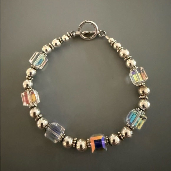 Sterling Silver Aurora Borealis Crystal Bracelet - Picture 3 of 5